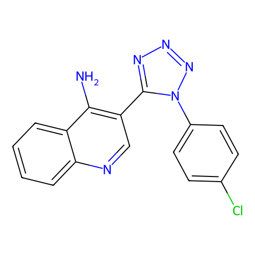 3-[1-(4-chlorophenyl)-1H-tetraazol-5-yl]-4-quinolinylamine structure