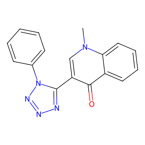 1-methyl-3-(1-phenyl-1H-tetraazol-5-yl)-4(1H)-quinolinone structure