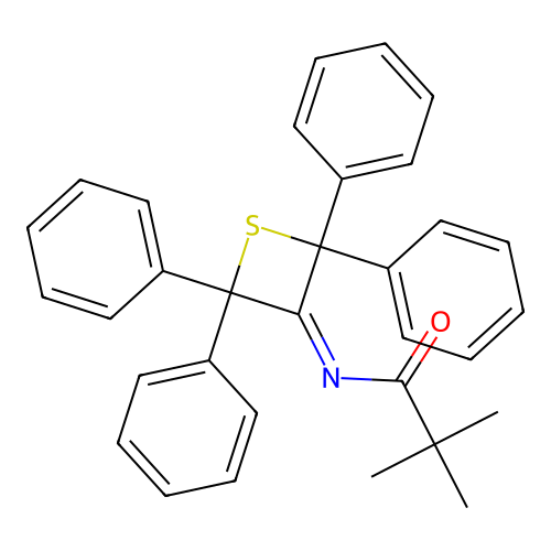 2,2-dimethyl-N-(2,2,4,4-tetraphenylthietan-3-ylidene)propanamide structure