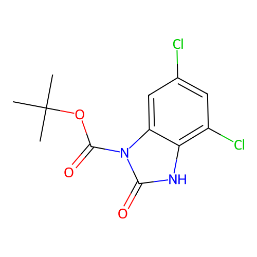 tert-butyl4,6-dichloro-2-oxo-2,3-dihydro-1H-1,3-benzodiazole-1-carboxylate structure