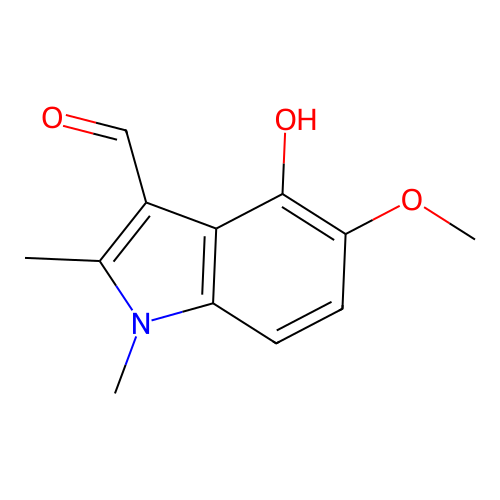 4-Hydroxy-5-methoxy-1,2-dimethylindole-3-carbaldehyde structure