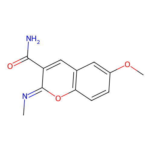 (Z)-6-methoxy-2-(methylimino)-2H-chromene-3-carboxamide structure