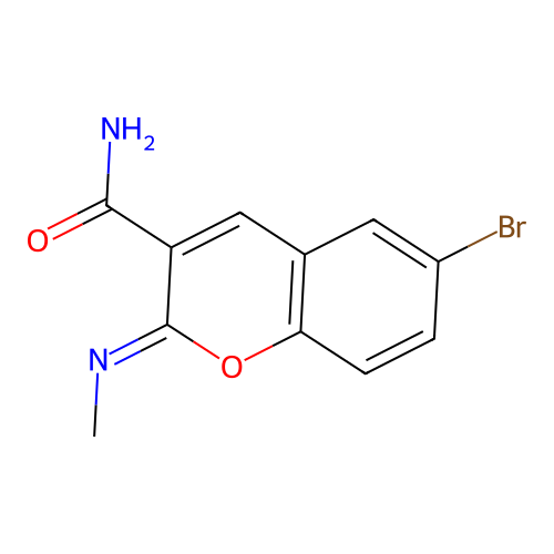 (Z)-6-bromo-2-(methylimino)-2H-chromene-3-carboxamide structure