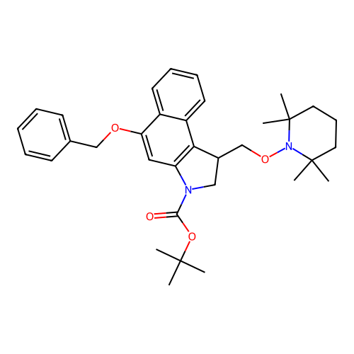 1,1-Dimethylethyl 1,2-dihydro-5-(phenylmethoxy)-1-[[(2,2,6,6-tetramethyl-1-piperidinyl)oxy]methyl]-3H-benz[e]indole-3-carboxylate structure