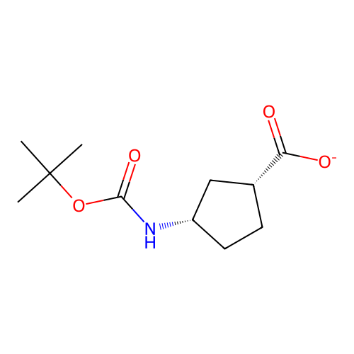 cis-(1R,3S)-3-[(2-methylpropan-2-yl)oxycarbonylamino]cyclopentane-1-carboxylate structure