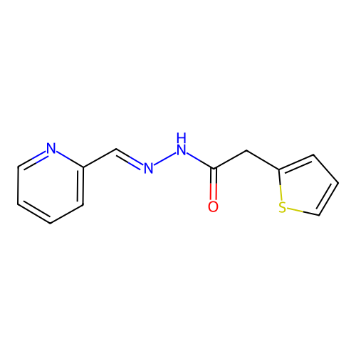 N-[(E)-pyridin-2-ylmethylideneamino]-2-thiophen-2-ylacetamide structure