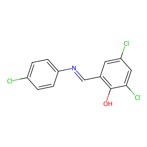 2,4-Dichloro-6-{[(4-chlorophenyl)imino]methyl}phenol structure
