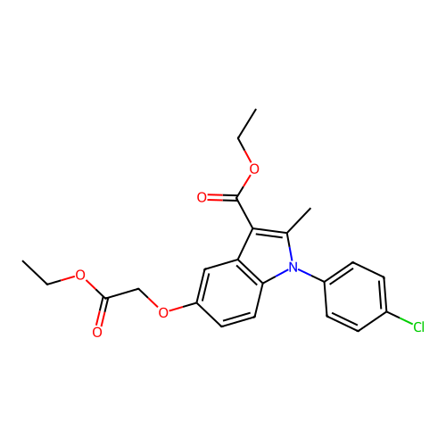 ethyl 1-(4-chlorophenyl)-5-(2-ethoxy-2-oxoethoxy)-2-methyl-1H-indole-3-carboxylate structure