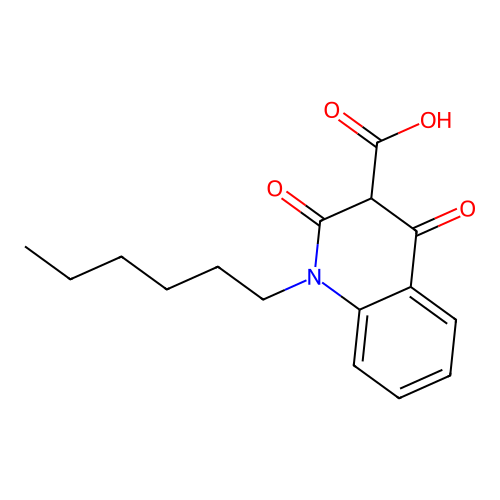 1-Hexyl-2,4-dioxo-1,2,3,4-tetrahydroquinoline-3-carboxylic acid structure
