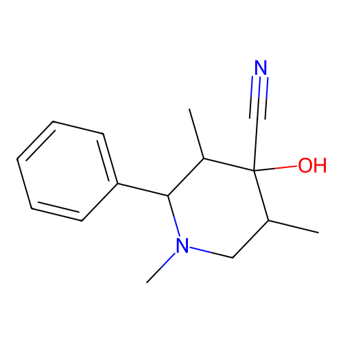 4-Hydroxy-1,3,5-trimethyl-2-phenylpiperidine-4-carbonitrile structure