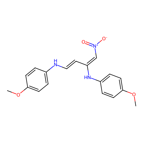 (1E,3E)-N,N'-bis(4-methoxyphenyl)-4-nitrobuta-1,3-diene-1,3-diamine structure