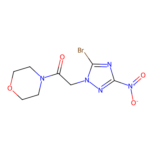 2-(5-bromo-3-nitro-1H-1,2,4-triazol-1-yl)-1-(morpholin-4-yl)ethanone structure