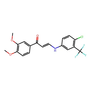 (2E)-3-{[4-chloro-3-(trifluoromethyl)phenyl]amino}-1-(3,4-dimethoxyphenyl)prop-2-en-1-one structure