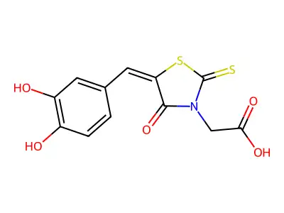 5-[(3,4-Dihydroxyphenyl)methylene]-4-oxo-2-thioxo-3-thiazolidineacetic acid structure