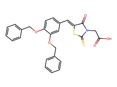 2-[5-[3,4-Bis(benzyloxy)benzylidene]-4-oxo-2-thioxothiazolidin-3-yl]acetic Acid structure