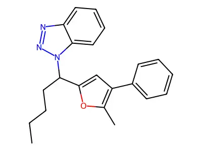 1-(1-(5-Methyl-4-phenylfuran-2-yl)pentyl)-1H-benzo[d][1,2,3]triazole structure