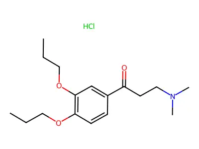 1-Propanone, 3-(dimethylamino)-1-(3,4-dipropoxyphenyl)-, hydrochloride structure