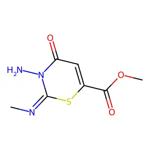 Methyl 3-amino-2-methylimino-4-oxo-1,3-thiazine-6-carboxylate structure