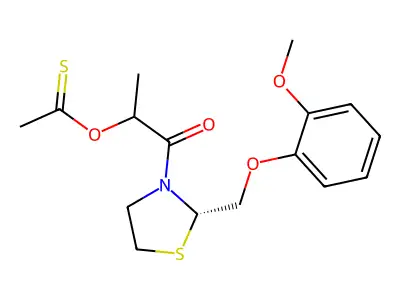 2-(2-(Methoxyphenoxy)methyl)-3-(2-(acetylthio)propionyl)-1,3-thiazolidine structure