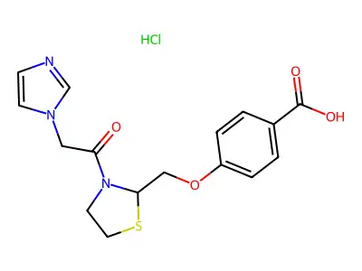 Benzoic acid, 4-((3-(1H-imidazol-1-ylacetyl)-2-thiazolidinyl)methoxy)-, hydrochloride, hydrate (1:1:2) structure