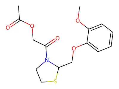 Thiazolidine, 3-((acetyloxy)acetyl)-2-((2-methoxyphenoxy)methyl)- structure