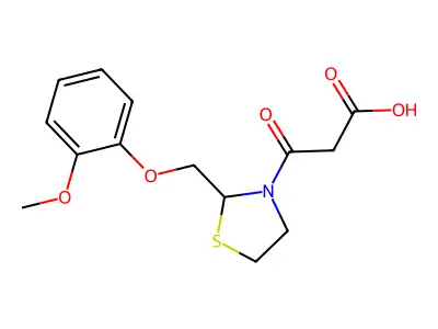 3-Thiazolidinepropanoic acid, 2-((2-methoxyphenoxy)methyl)-beta-oxo- structure