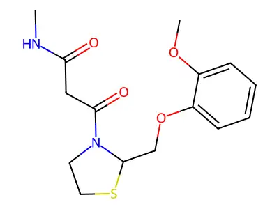 3-Thiazolidinepropanamide, 2-((2-methoxyphenoxy)methyl)-N-methyl-beta-oxo- structure