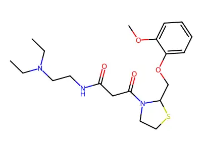 N-(2-(Diethylamino)ethyl)-2-((2-methoxyphenoxy)methyl)-beta-oxo-3-thiazolidinepropanamide structure