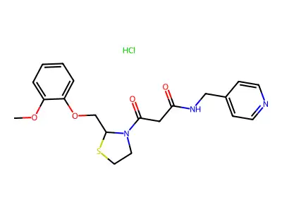 3-Thiazolidinepropanamide, 2-((2-methoxyphenoxy)methyl)-beta-oxo-N-(4-pyridinylmethyl)-, hydrochloride, hydrate (1:1:1) structure