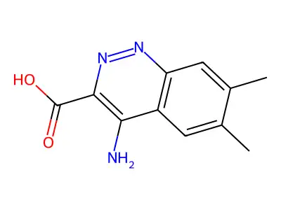3-Cinnolinecarboxylic acid, 4-amino-6,7-dimethyl-, hydrate structure