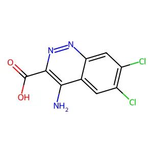 3-Cinnolinecarboxylic acid, 4-amino-6,7-dichloro-, hydrate structure