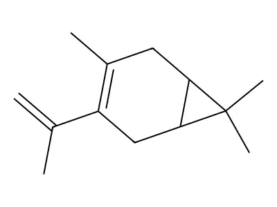 Bicyclo(4.1.0)hept-3-ene, 3,7,7-trimethyl-4-(1-methylethenyl)- structure