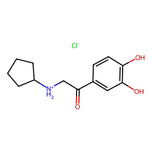 2-(Cyclopentylamino)-1-(3,4-dihydroxyphenyl)ethan-1-one--hydrogen chloride (1/1) structure