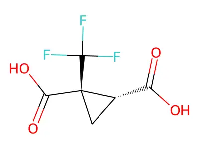 (1R,2R)-1-(trifluoromethyl)cyclopropane-1,2-dicarboxylic acid structure