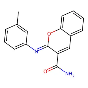 (2Z)-2-[(3-methylphenyl)imino]-2H-chromene-3-carboxamide structure