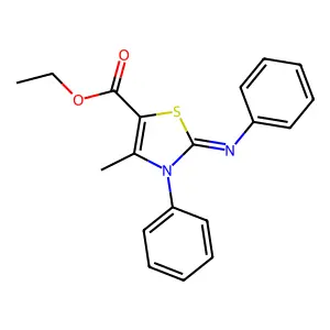 Ethyl 4-methyl-3-phenyl-2-phenylimino-1,3-thiazole-5-carboxylate structure