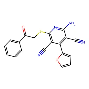 2-Amino-4-(furan-2-yl)-6-phenacylsulfanylpyridine-3,5-dicarbonitrile structure