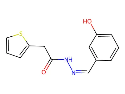 N'-[(Z)-(3-hydroxyphenyl)methylidene]-2-(thiophen-2-yl)acetohydrazide structure