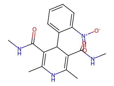 3,5-Pyridinedicarboxamide, 1,4-dihydro-4-(2-nitrophenyl)-N,N',2,6-tetramethyl- structure