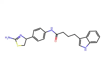 1H-Indole-3-butanamide, N-(4-(2-amino-4,5-dihydro-4-thiazolyl)phenyl)- structure