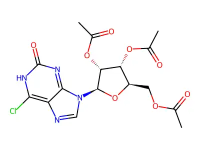 6-Chloro-2-hydroxy-9-(2',3',5'-tri-O-acetyl-beta-D-ribofuranosyl)purine structure