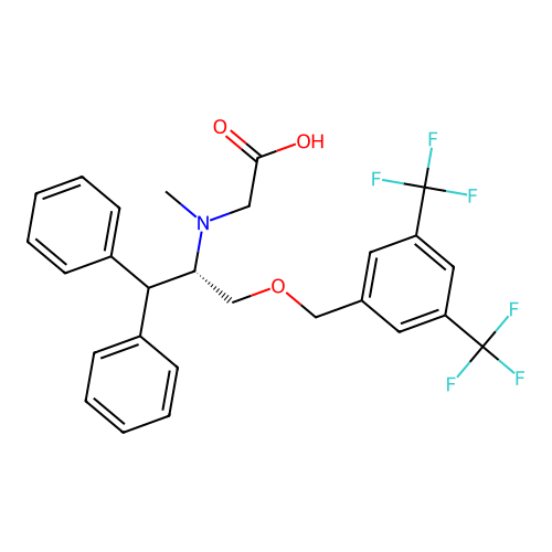 2-[[(2S)-3-[[3,5-bis(trifluoromethyl)phenyl]methoxy]-1,1-diphenylpropan-2-yl]-methylamino]acetic acid structure
