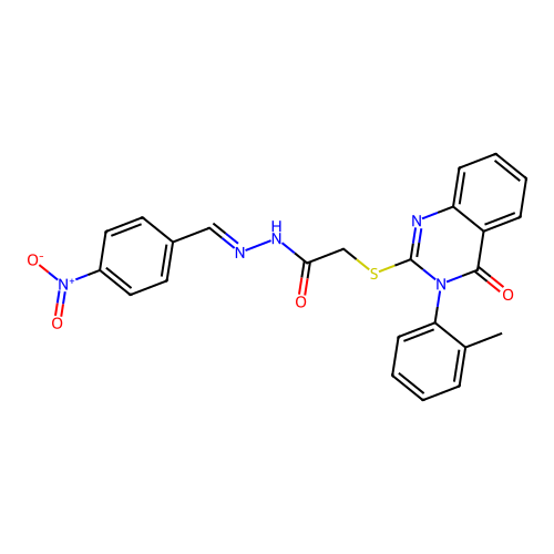 2-{[3-(2-methylphenyl)-4-oxo-3,4-dihydroquinazolin-2-yl]sulfanyl}-N'-[(E)-(4-nitrophenyl)methylidene]acetohydrazide structure