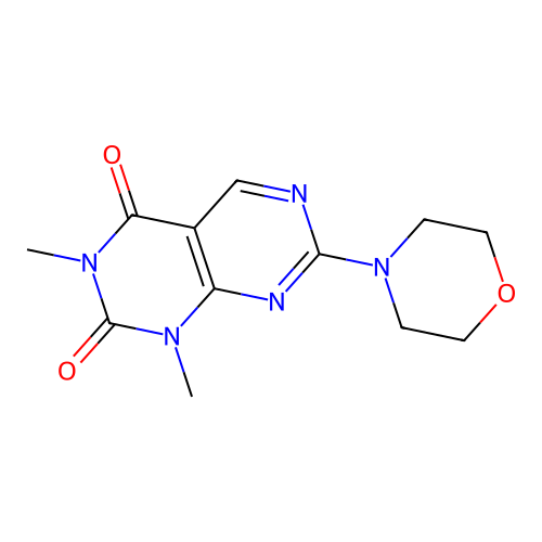1,3-dimethyl-7-morpholinopyrimido[4,5-d]pyrimidine-2,4(1H,3H)-dione structure