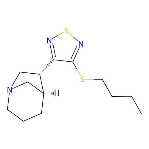 (5r,6r)-6-(3-Butylthio-1,2,5-thiadiazol-4-yl)-1-azabicyclo(3,2,1)octane structure