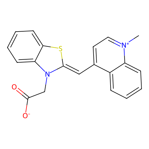 2-[(2Z)-2-[(1-methylquinolin-4-yl)methylidene]benzothiazol-3-yl]acetate structure