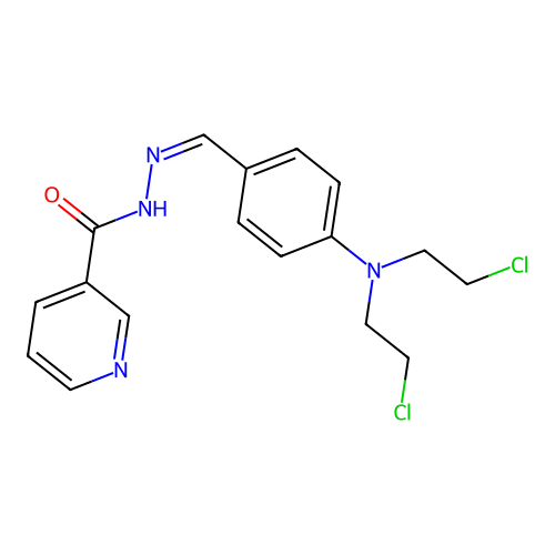 Nicotinic acid, [p-[bis(2-chloroethyl)amino]benzylidene]hydrazide structure