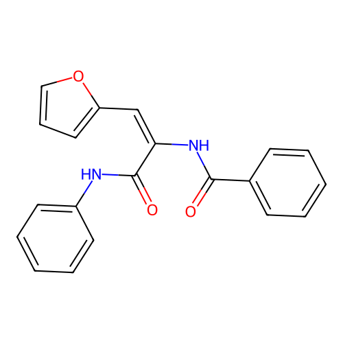 (2E)-3-(2-furyl)-N-phenyl-2-(phenylcarbonylamino)prop-2-enamide structure
