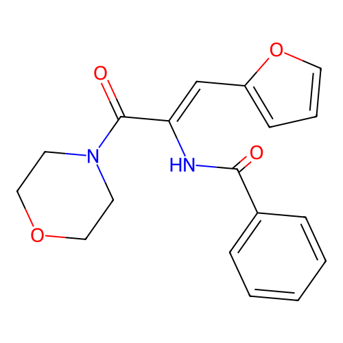 (Z)-N-(1-(furan-2-yl)-3-morpholino-3-oxoprop-1-en-2-yl)benzamide structure