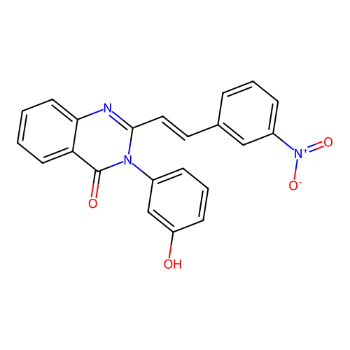 3-(3-hydroxyphenyl)-2-[(E)-2-(3-nitrophenyl)ethenyl]quinazolin-4-one structure